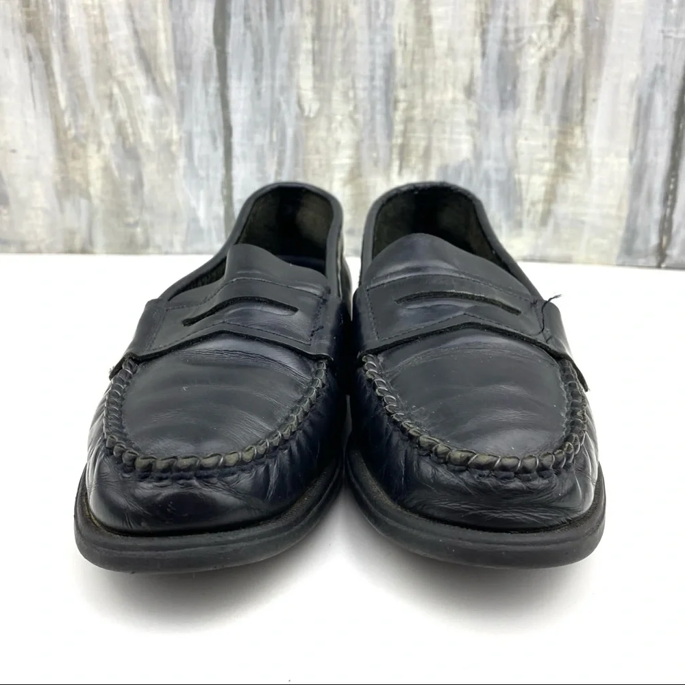Y2K Vintage Buster Brown Black Leather Penny Loafers Slip On Casual Dress Shoe 3